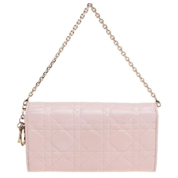 Dior Lady Dior wallet on chain in pink Cannage lambskin leather - Picture 3 of 11